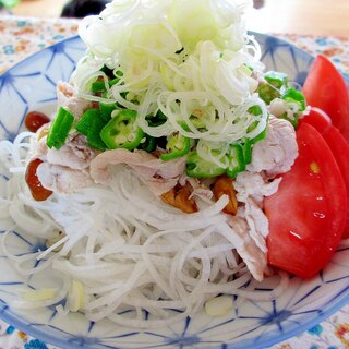 大根と豚しゃぶのねばねば冷やし蕎麦